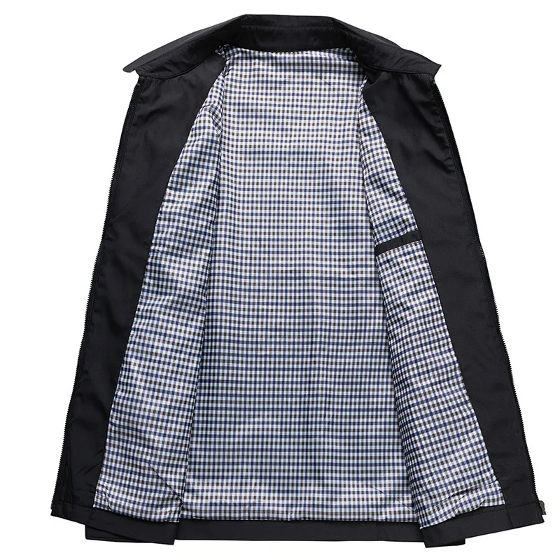 Spring Autumn Men's Thin Business Casual Jacket Oversized Solid Color Slim Fit Jacket Fashion Flip Collar Workwear Coat
