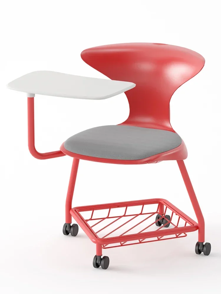 Red training chair with tabletop, classroom teaching, movable personality