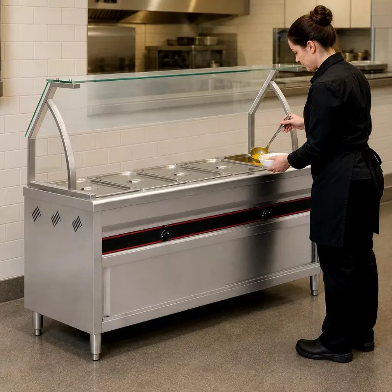 High Quality Stainless Steel Free Standing Gas Bain Marie Food Warmer For Commercial Restaurant