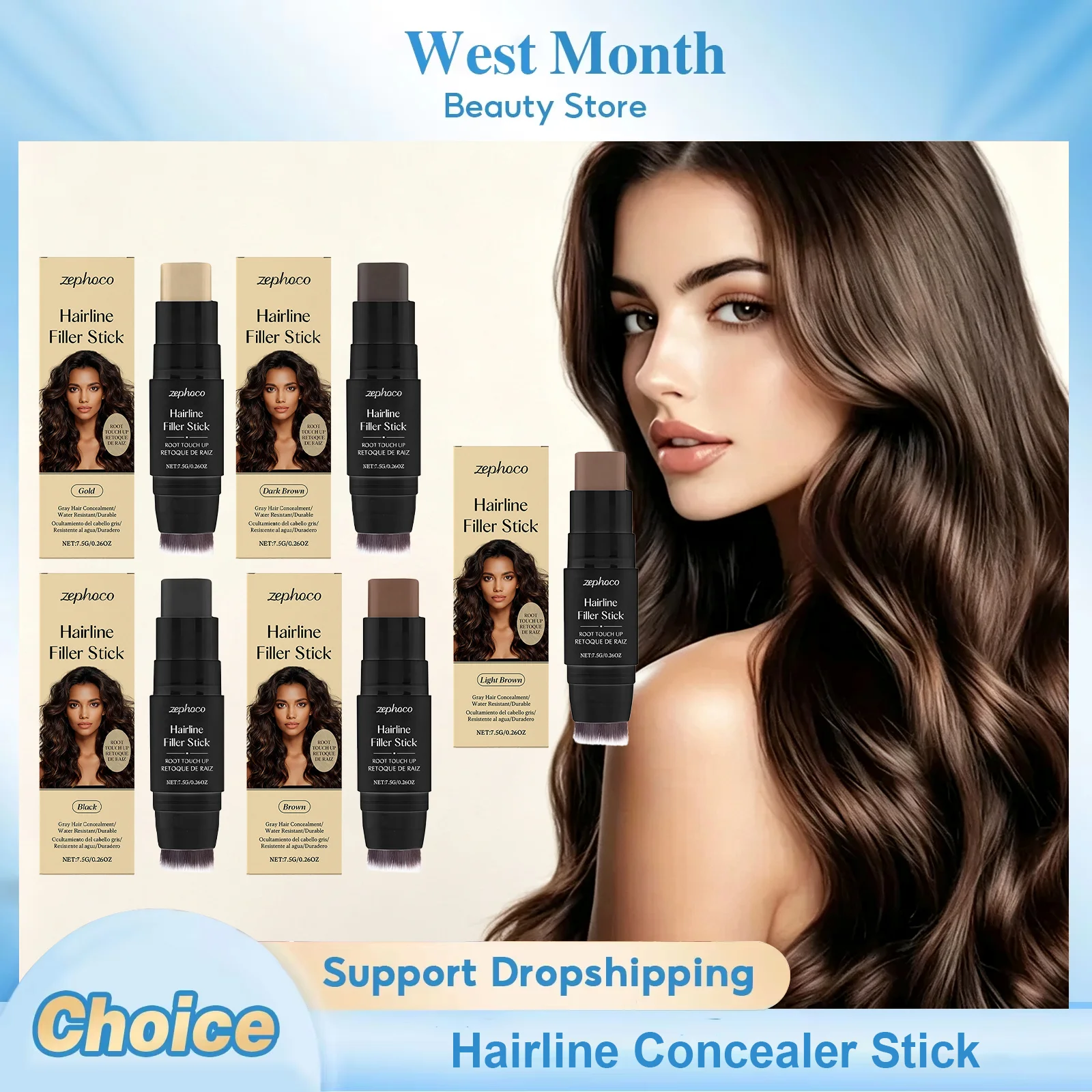 Hairline Concealer Stick Waterproof Sweatproof Hair Touch Up Stick Natural-Looking Hair Root Cover Volume Hairline Shadow Stick