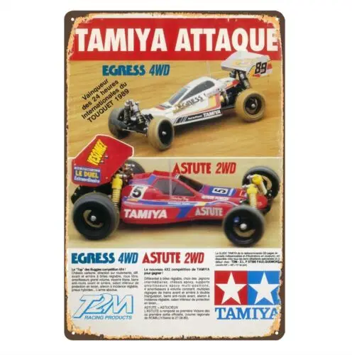 Vintage Rc Car Metallschild Poster – Tamiya Agress Asture Buggy 20x30cm – Aluminium