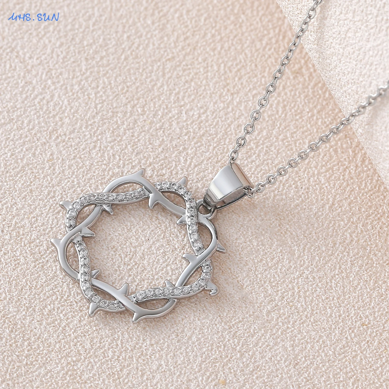 MHS.SUN الشوك دائرة قلادة القلائد موضة مطعمة الزركون الجولة الذهب/الفضة اللون للنساء فتاة مجوهرات هدايا الحفلات