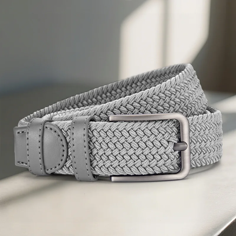 Men Women Buckle Belt Non Pin hole Elastic Double ring Fashion Students Couple For Jeans All match Commuter porous Student