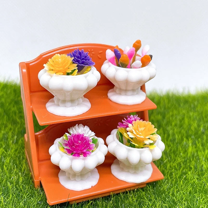 1/12 Doll House Flowers Mini Tree Potted Wall Decor Flower Miniature Bonsai Garden Balcony Doll House Furniture Potted Plants