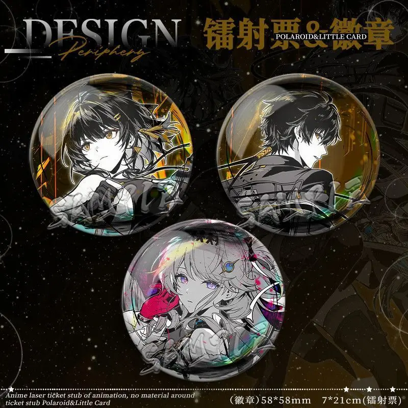 Wuthering‑Waves 58mm Badge Keychain Rover Feixue Dania Smooth Fully‑wrapped Burr‑free Rim Otaku Goods Itabag Hanging Ornament