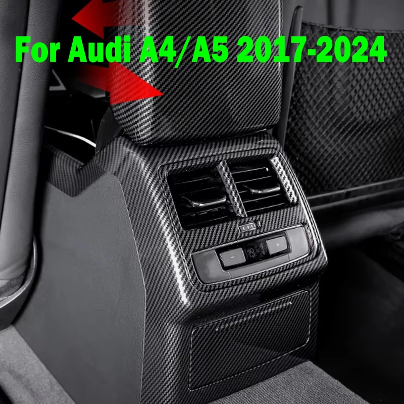 

Car Accessories For Audi A4 A5 2017-2021 2022 2023 Carbon Fiber Interior Rear Seat Air Condition Vent Outlet Cover Trim Frame