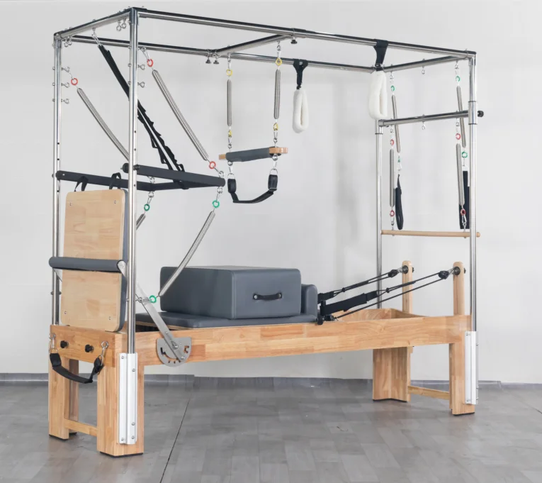 Pilates Yoga Combined - 3-in-1-Pilates-Reformer-Kombination aus Holz, Yoga-Training, erhöhter Pilates-Reformer