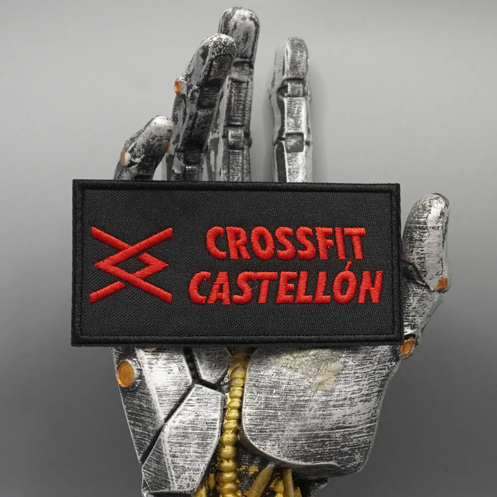 CROSSFIT CASTELLON Fitness Bestickter Aufnäher, Applikation zum Aufnähen, Punk-Biker-Band Rock-Kleidung Abzeichen, Klettverschluss oder zum Aufbügeln – Detail 1