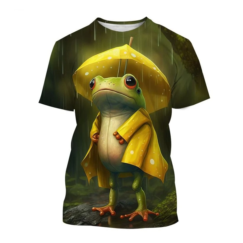 New fashion cartoon animal frog 3D printing T-shirt summer casual round neck short-sleeved unisex sports frog T-shirt XS~5XL