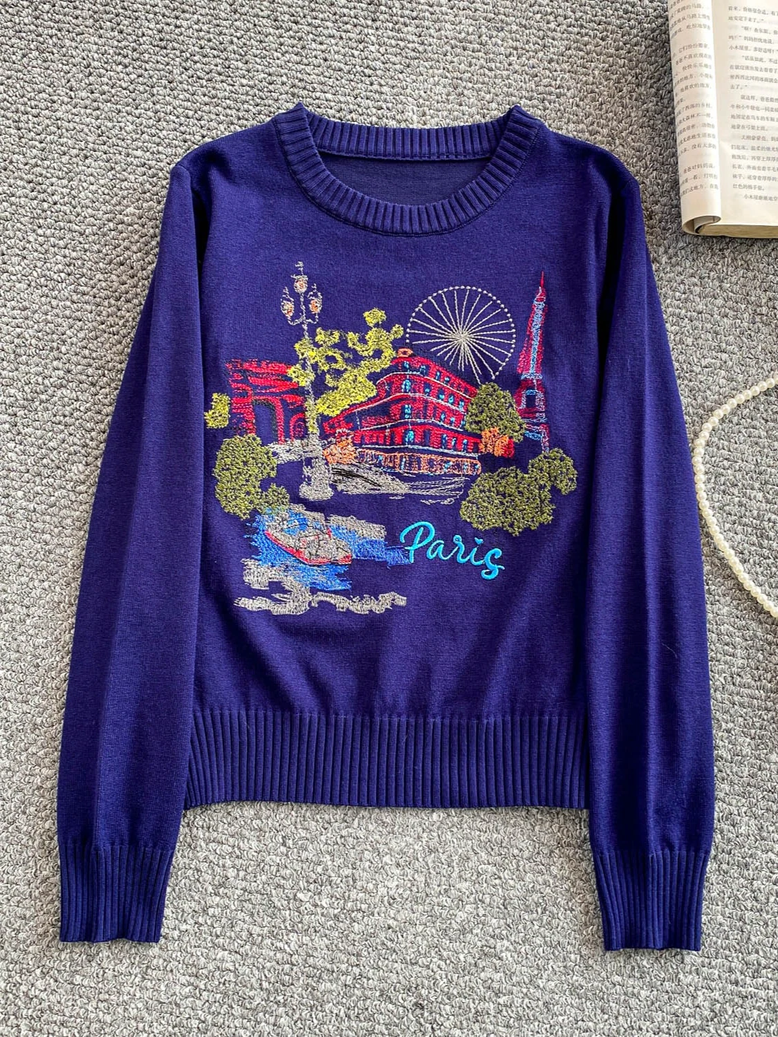 Foamlina High Street Embroidered Sweater Top 2025 Autumn Winter Women Fashion O Neck Long Sleeve Knitted Pullovers Jumper Tops