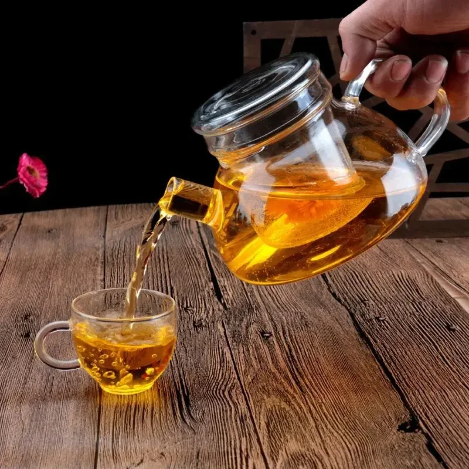 Handmade Heat-Resistant Borosilicate Glass Thick 700ml Chinese KungFu Tea Pot with Filter - Elegant and Durable Afternoon Tea Ac