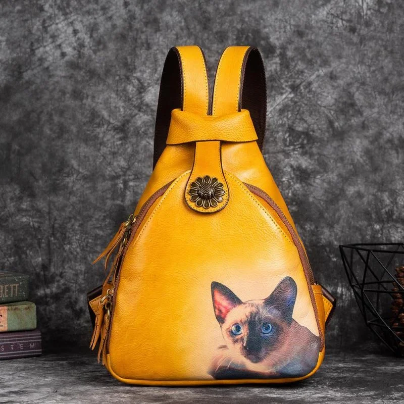 Women Animal Prints Vintage Genuine Leather Backpack 2024 New Female Shoulder Bag Retro Soft Cowhide Travel Backpacks