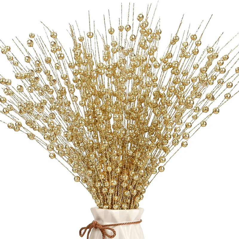 

60Heads Glitter Berry Artificial Flower Xmas Tree Ornaments Decoration Vase DIY Wreath Crafts Home Decor Navidad Supplies
