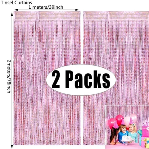 

Metallic Fringe Tinsel Curtains 2023 Happy New Year 2022 Merry Christmas Eve Party Backdrop Decorations For Home Ornaments 2Pack