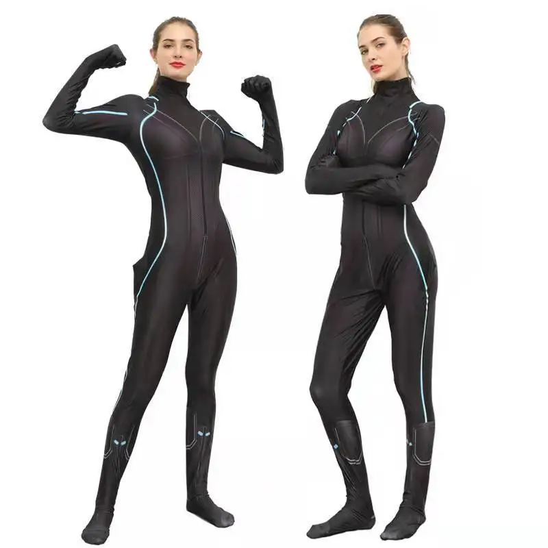 

Women Halloween Cosplay Costume Superhero Spandex Jumpsuit Black Widow Long Sleeved Bodysuit Carnival Party Zentai Suits