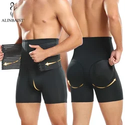 Pantalones moldeadores de cuerpo de cintura alta para hombres, corsé entrenador de cintura, bragas acolchadas, ropa interior transpirable para adelgazar el muslo