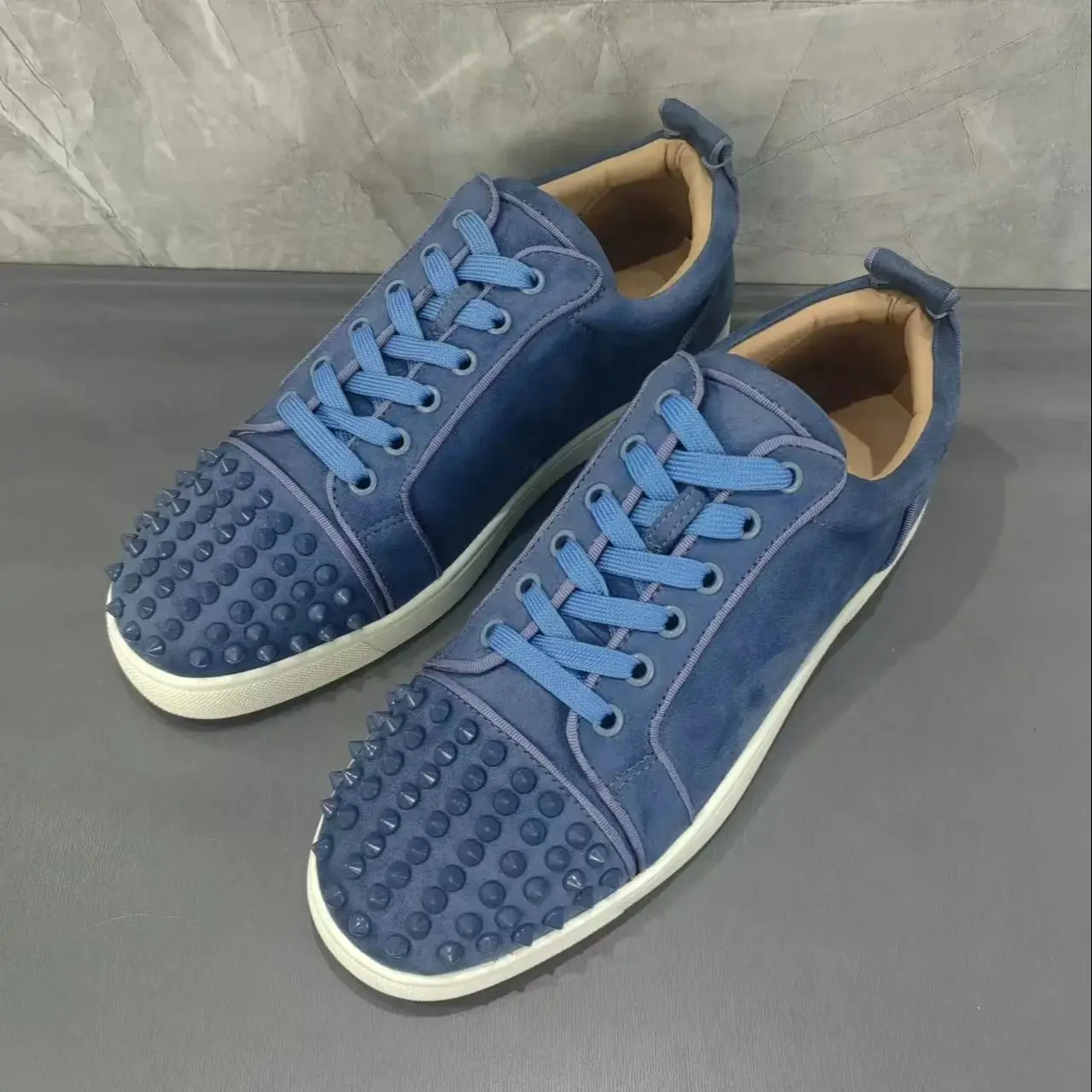 

Flat Sole Rivets Square Toe Women Shoes Men Blue Purple Flannel Zapatillas De Mujer Lace-Up Sneakers Female Male Sports Street