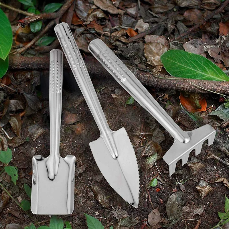 New 3Pcs Mini Gardening Plant Pot Tools, Garden Indoor Plant Tools Gardening Hand Kits Shovel Rake Spade For Potted Flowers
