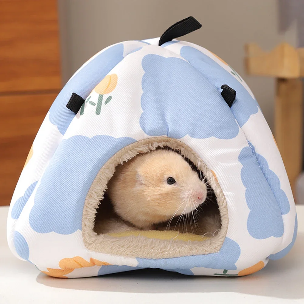 Winter Warm Print Pet Product Small Animal Pet Hamster House Sleeping Bed Cartoon Golden Bear Bird Rabbit Rat Parrot Cotton Nest