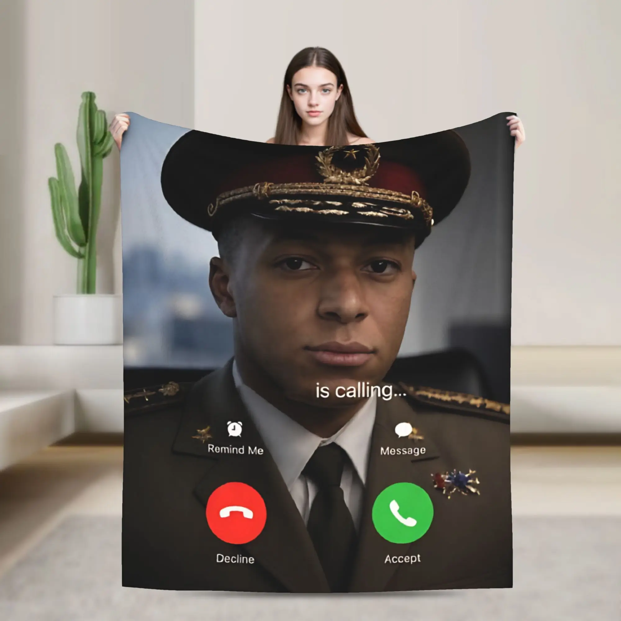 Kylian Mbappe Is Calling Phone Screen Meme Cozy Bedding Throws Plane Travel Bedspread For Couch Chair Pattern Sofa Bed Cover