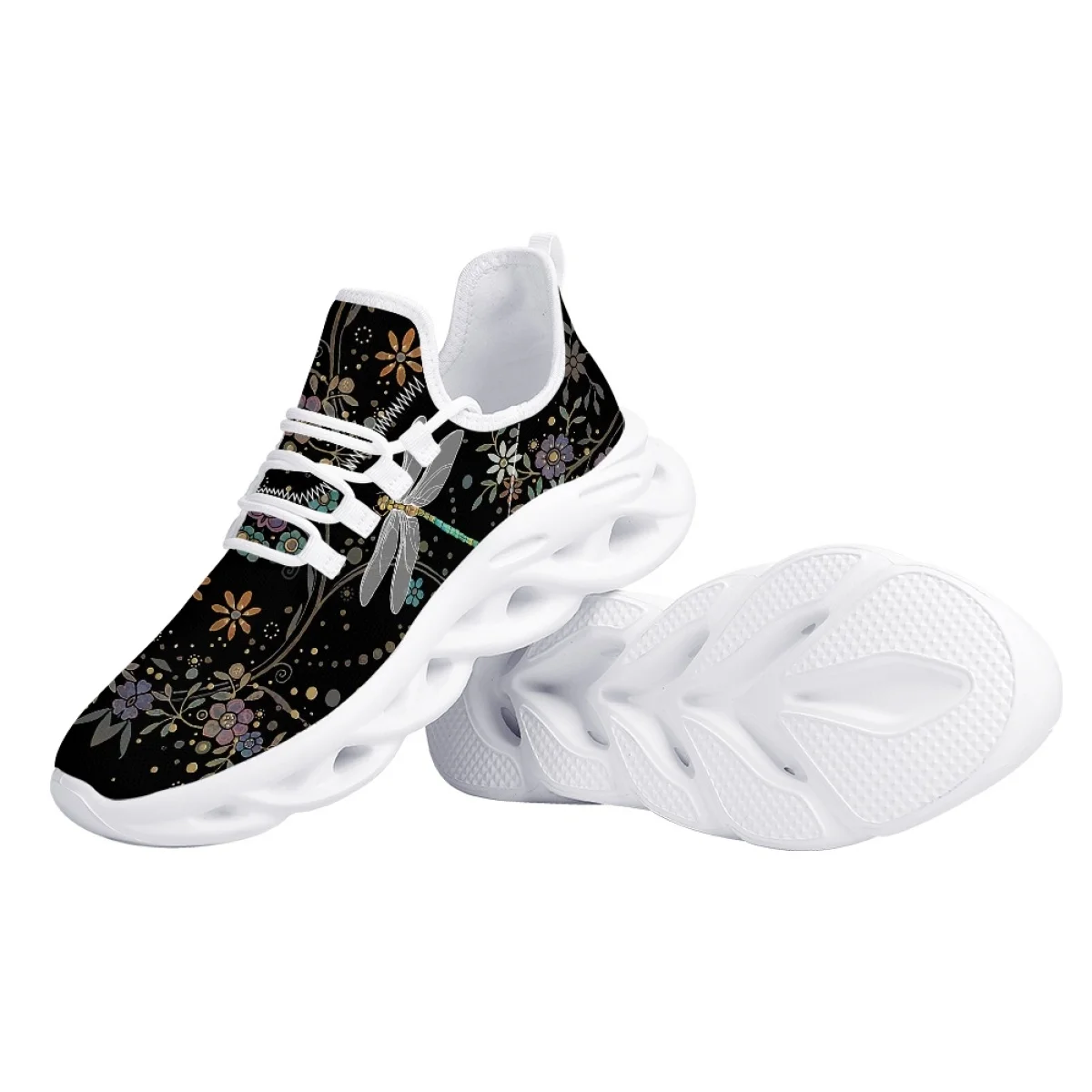 2023 Fashion Dragonfly Print Round Toe Flats for Female Light Casual Shoes Soft Sole Breathable Wear-Resistant Spring Footwear