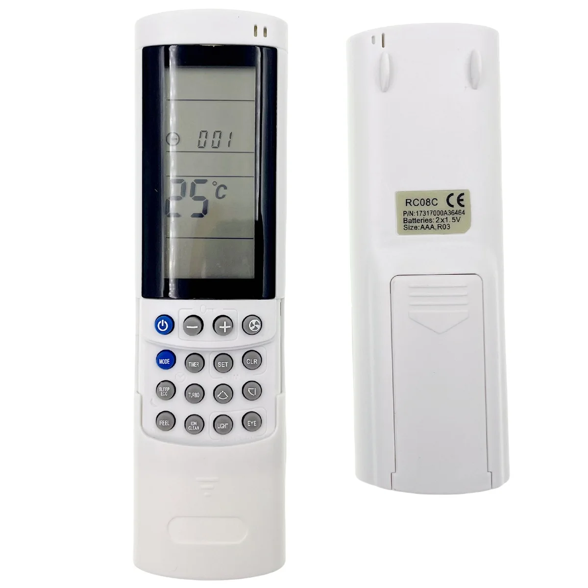 

YZBOZHOU For Airwell Electra Gree RC08C A/C Air Conditioner Conditioning Remote Control Replacement Air Conditioner Remote