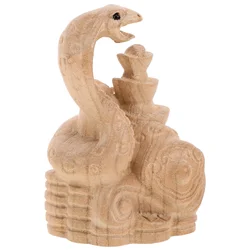 Snake Wood Carvings Unfinished Model Animal Statue Cute Mini Dragon Wooden Samurai