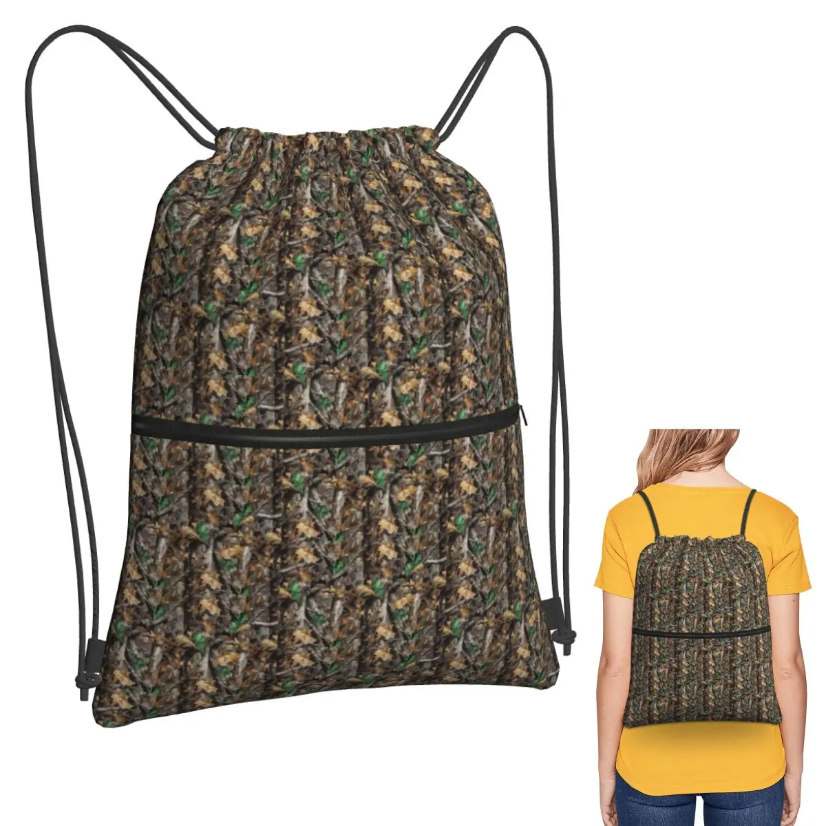 

Камуфляжные рюкзаки из настоящего дерева, повседневные портативные карманные сумки на шнурке для хранения, сумки для книг для мужчин и женщин, школьные