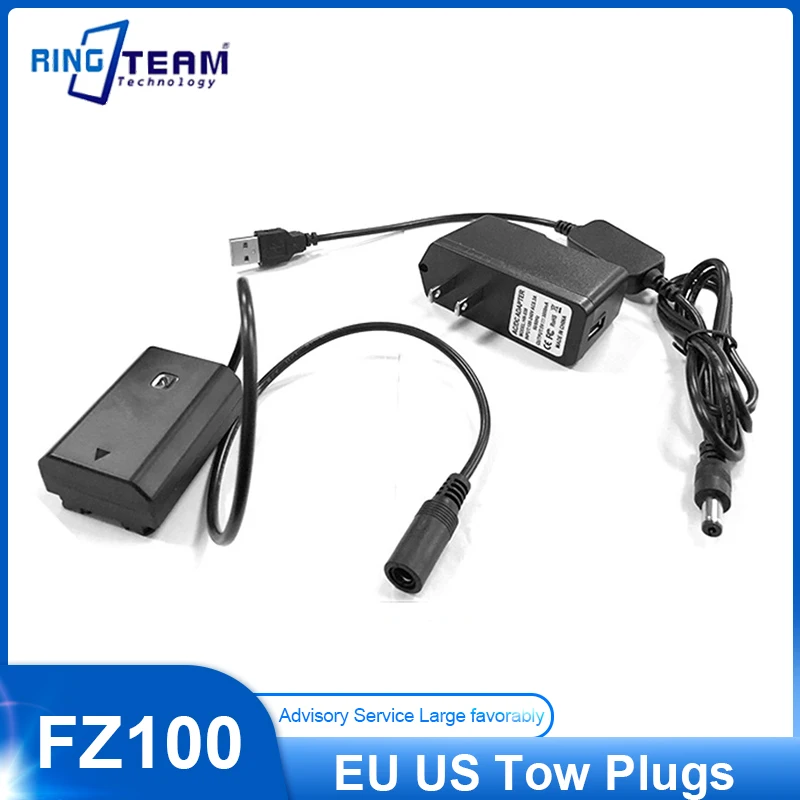 Batería ficticia NP-FZ100 FZ100 NPFZ100 + Cable USB para Sony A9 ILCE-9 7C 7M3 7RM3 A9S A9R A7III A7R3 A6600 A7RIII A7C ILME-FX30