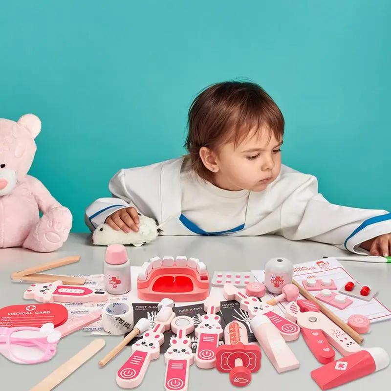 Kit médico de brinquedo, conjunto de dramatização para meninas, simulação de dramatização, enfermeira, estetoscópio para meninos e meninas de 3 anos