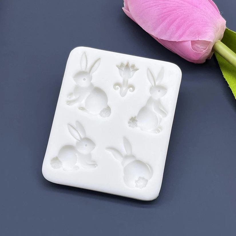 Easter Bunny Flower Silicone Mold Sugarcraft Chocolate Cupcake Baking Mold Fondant Cake Decorating Tools