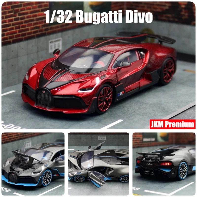 

1/32 DIVO JKM Miniature Toy Car For Children Diecast Model Pull Back Sound Light Doors Openable Collection Gift Boys