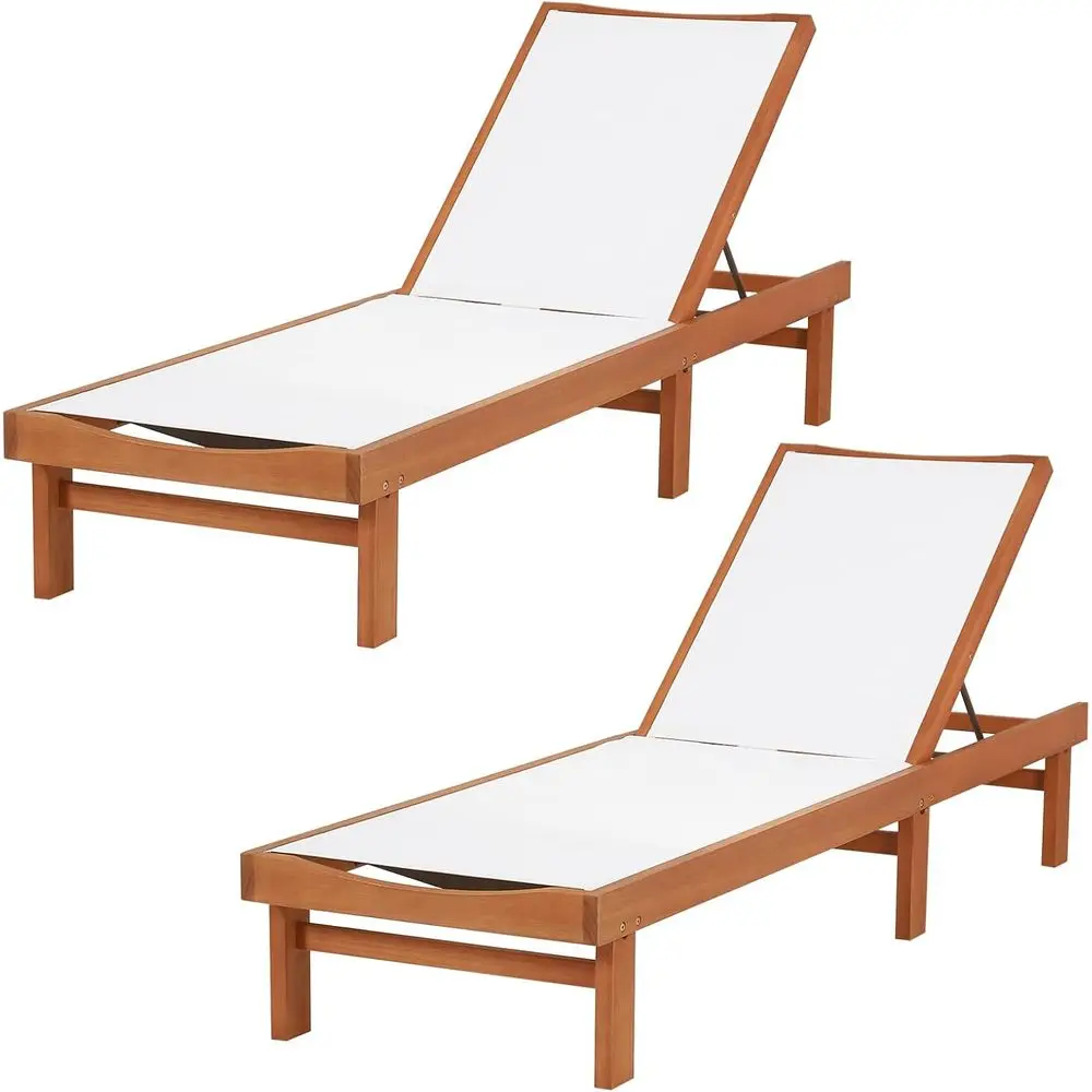 

Dual Outdoor Wooden Reclining Lounge Chairs for Patio, Poolside Relaxation