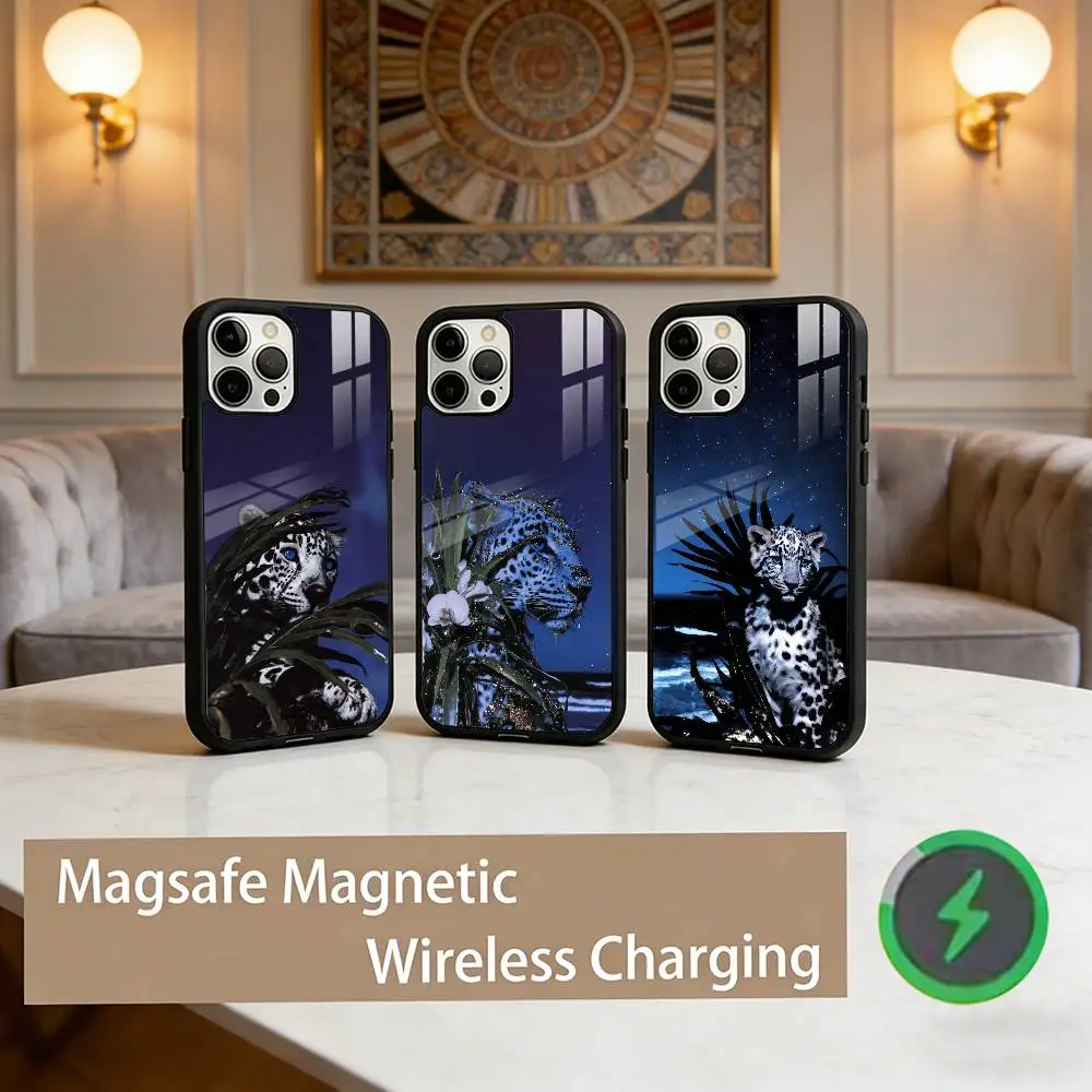 

Fashion Leopard Print Phone Case For iPhone17,16,15,14,13,12,11 Plus,Pro Max Magnetic For Magsafe Wireless Charging