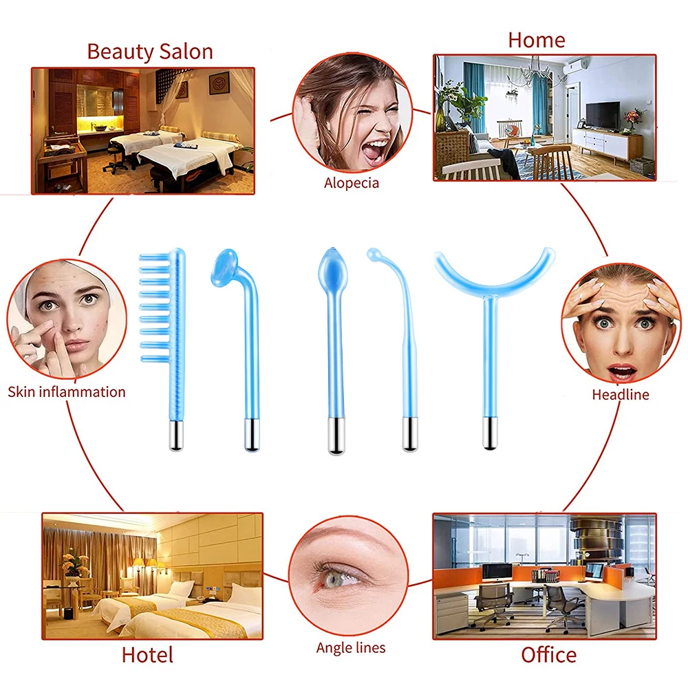 5 IN 1 High Frequency Facial Machine Skin Beauty Device Skin Tightening Electrotherapy Physiotherapy Anti-inflammatory Device