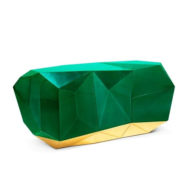 

Modern light luxury dining side cabinet hotel villa irregular diamond cabinet creative art living room wall high-end storage