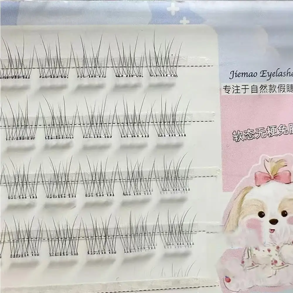 Pestañas postizas autoadhesivas para mujer, extensión de pestañas segmentadas, gruesas naturales, sin banda de tallo, belleza DIY, pestañas sin eliminación
