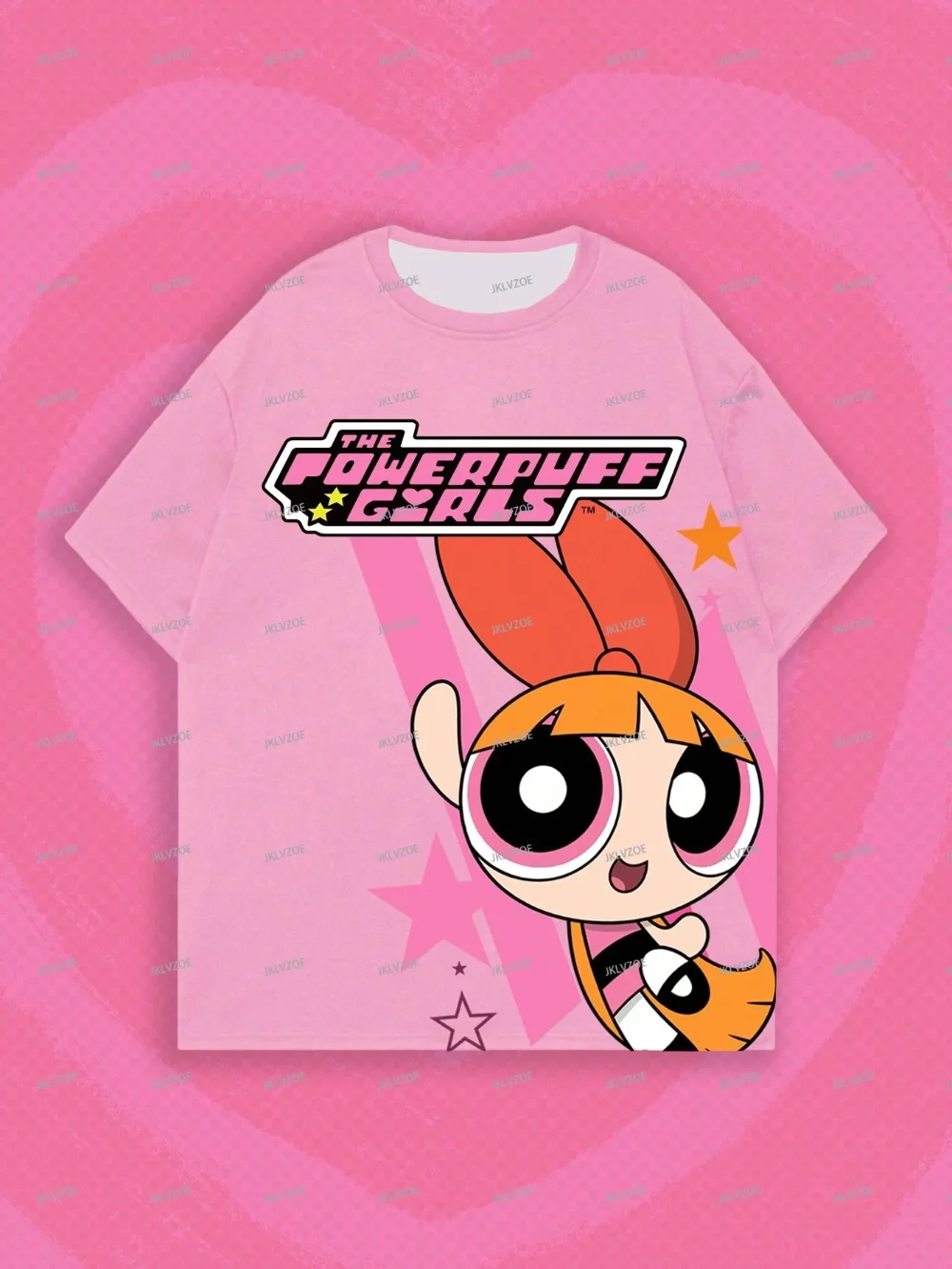

THE POWERPUFF GIRLS Women's Short Sleeve 3D Print T-shirt Round Neck Summer Oversized Casual T-Shirt Women's Clothes