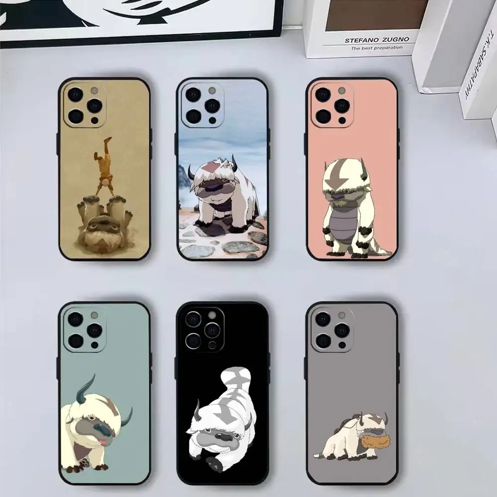 حافظة هاتف A-Avatar 12A-Appa Y-Yip لهاتف iPhone17,16,15,14,13,12,11 Plus، Pro Max غطاء أسود ناعم