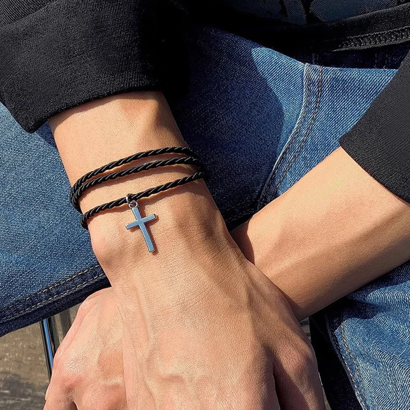 أساور النسيج متعددة الطبقات للرجال والنساء ، أساور سبيكة الصليب ، حبل الشان ، سلسلة الارتباط ، الهيب هوب ، جودة عالية ، هدايا المجوهرات ، 1: #2