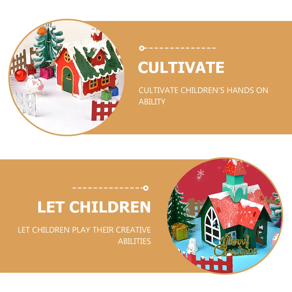 

5 set Diy Biscuit Decoration Premium Cardboard Safe For Kids Christmas Diy House Educational Creative Xmas Small House Festival