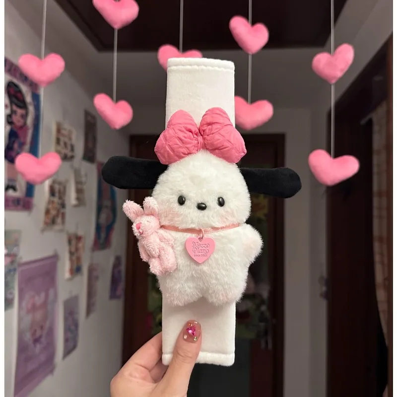 سانريو بوشاكو أنيمي شخصية الكرتون لطيف غطاء حزام الأمان للسيارة الإبداعية Kawaii تمديد حزام الأمان وسادة الكتف سيارة الديكور