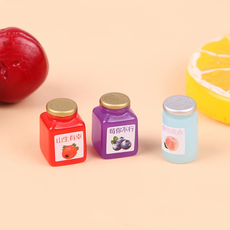 8pcs 1:12 Miniatures Dollhouse Jams Furniture Miniature Kitchen Doll House Kitchen DIY Dollhouse Food Accessories