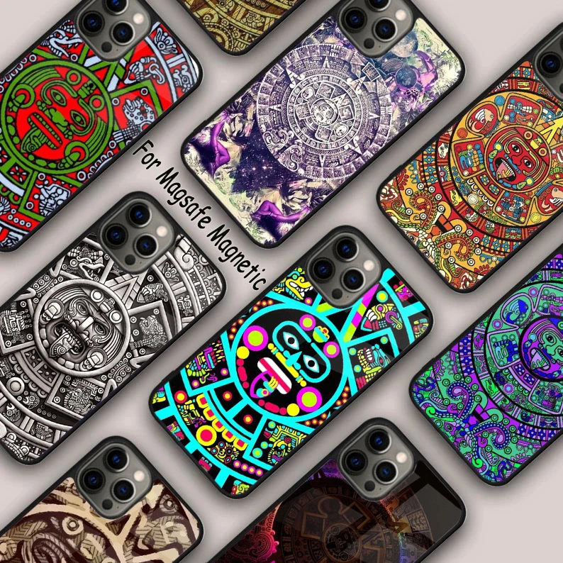 Mayan Calendar Magnetic Phone Case For APPLE iPhone 16 14 13 12 11 Pro Max 15 Plus Wireless Charge With MagSafe Cover