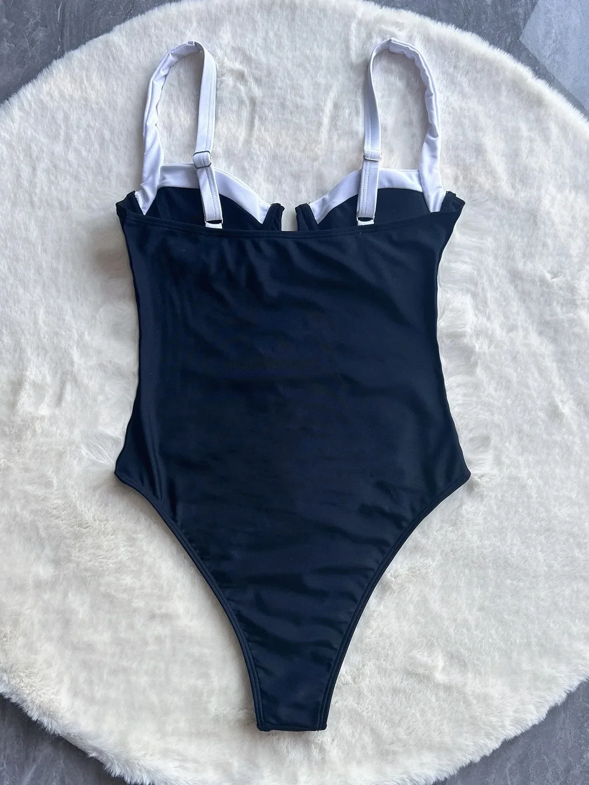 Monokini sem costas para mulheres, maiô de uma peça, roupa sexy, maiô de praia, Monokini, preto e branco, fêmea, Novo, 2022