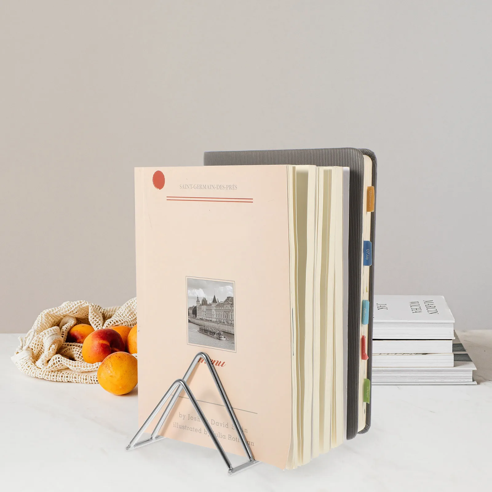 

Tabletop Book Rack Sturdy Iron Design Multi-Function Book Holder for Heavy Books Magazine Desktop Holder Decorative Bookends