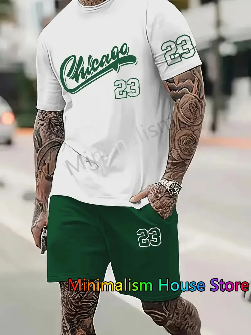 2024 New Men's Tracksuit Sets Short Sleeve T-Shirt Suit Casual Suit Sports 3D Printed Streetwear Shorts 2 Piece Male Clothes