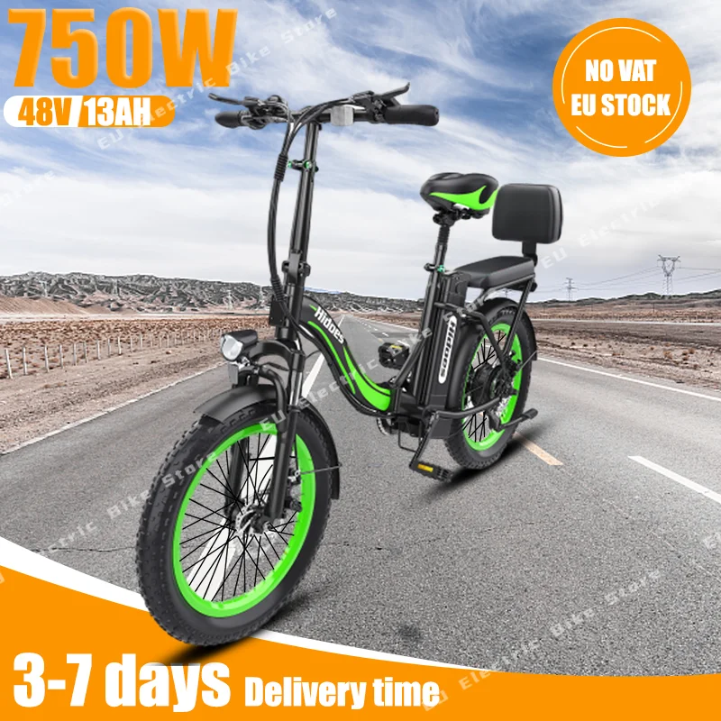 HD-C1 Electric Bike 750W Brushless Motor 48V13AH Lithium Battery City Folding Ebike Adult 20-Inch Tire Mountain Electric Bicycle