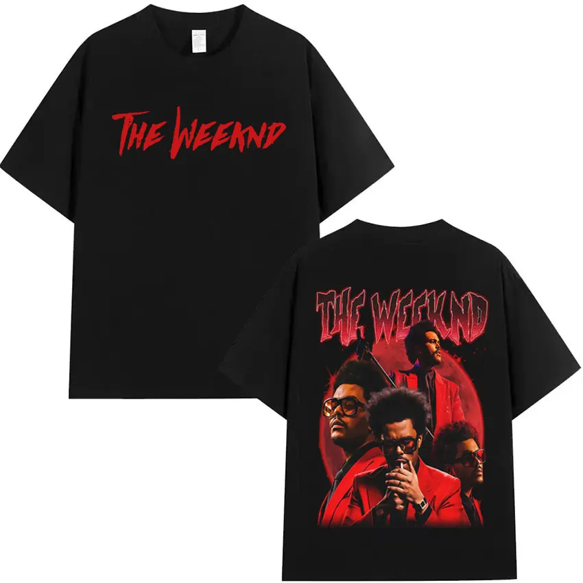 

Pop Singer Artist The Weeknd Double Sided Print Tee Mens Clothes T-shirt Aesthetic Cotton Tshrit Short Sleeve Loose Cozy T Shirt