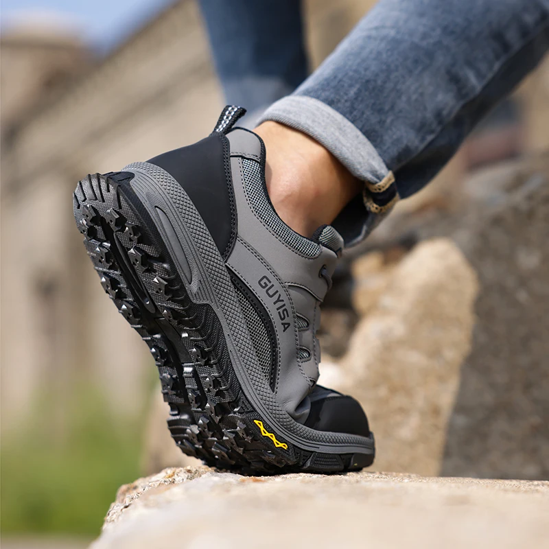 GUYISA work shoes Safety shoes Steel toe Size 37-45 Black Anti smashing and anti stabbing